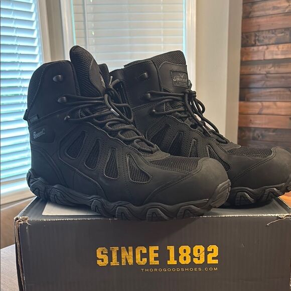 Thorogood Black 6” Crosstrex Side Zip Comp Toe Work Utility Boot Size 14 Wide - Picture 1 of 12